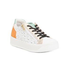 IGI&CO White/Orange Leather Comfort Sneakers